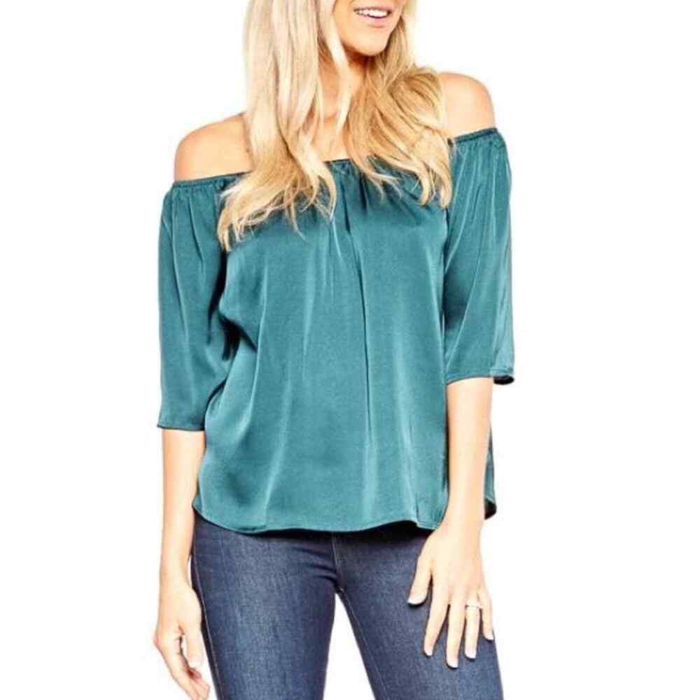 STONE ROW hunter green ez days off‎ shoulder top Women’s Plus Size 1X